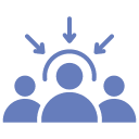Three figures with arrows pointing at center.