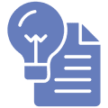 Lightbulb and document icon on black background.