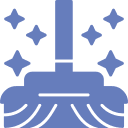 Mop with sparkles icon, symbolizing cleanliness.